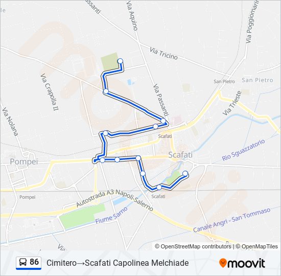 Percorso linea bus 86