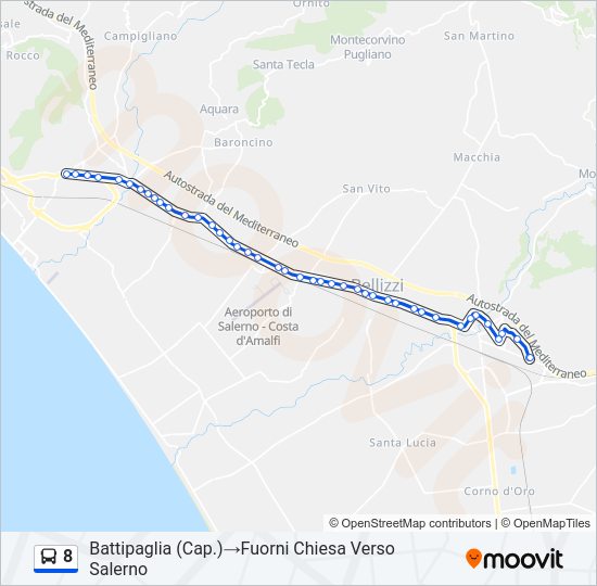 Percorso linea bus 8