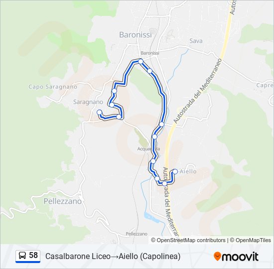 58 bus Line Map