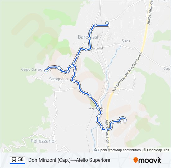 58 bus Line Map