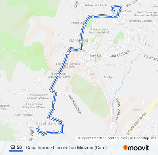 58 bus Line Map