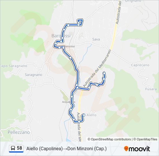 58 bus Line Map