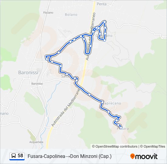 58 bus Line Map