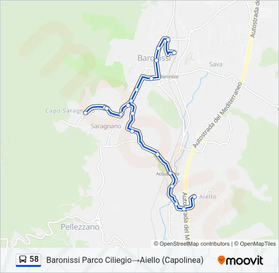 58 Bus Line Map