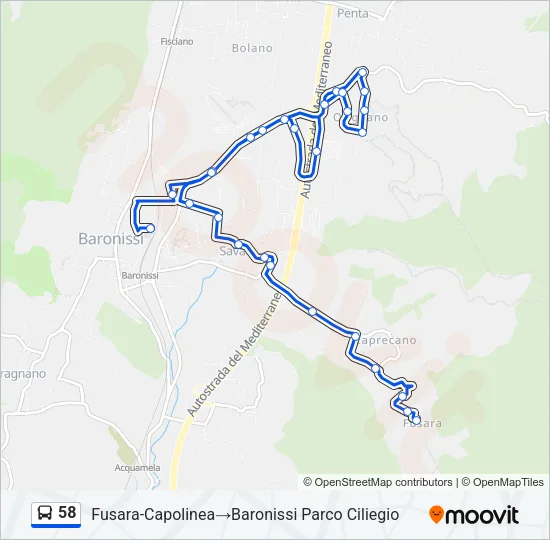 58 Bus Line Map