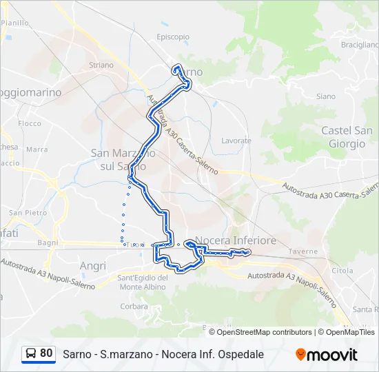 80 Bus Line Map