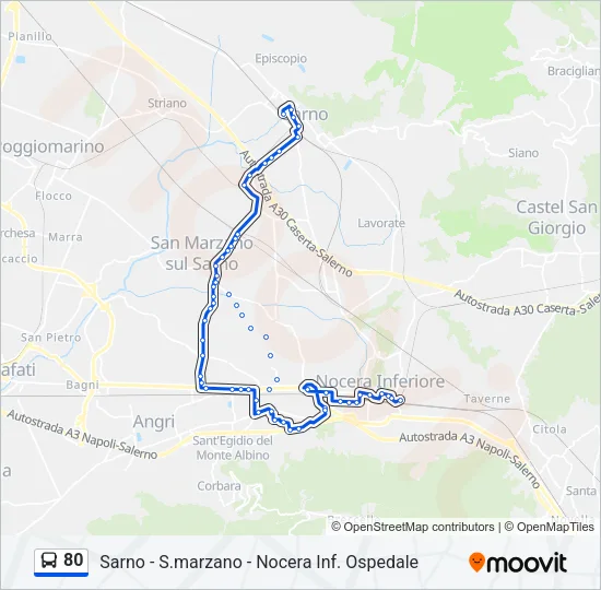 80 Bus Line Map