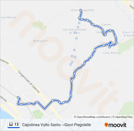 Percorso linea bus 13