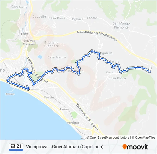 21 Bus Line Map