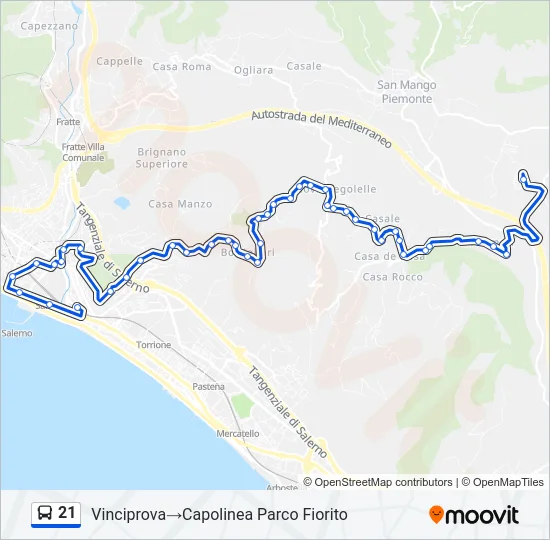 21 Bus Line Map