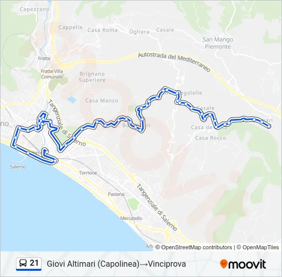 21 Bus Line Map