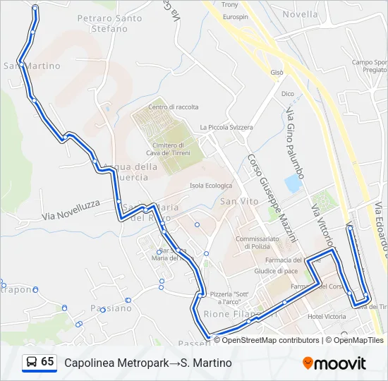 65 Bus Line Map