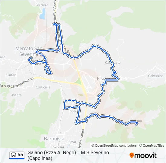 55 Bus Line Map
