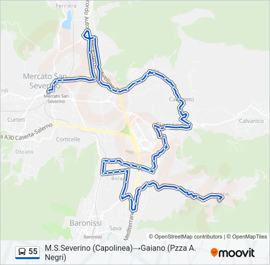 55 Bus Line Map
