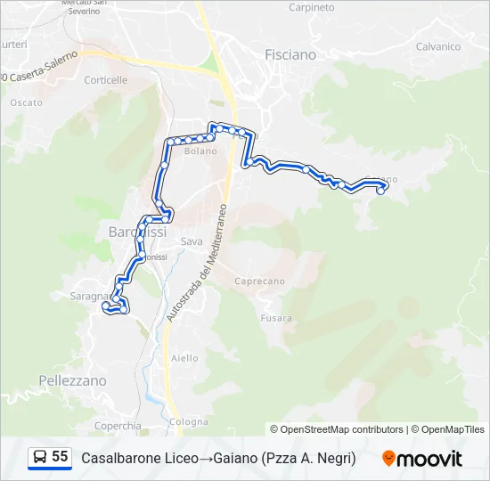 55 Bus Line Map