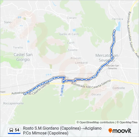 54 Bus Line Map