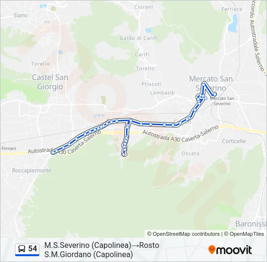 54 Bus Line Map