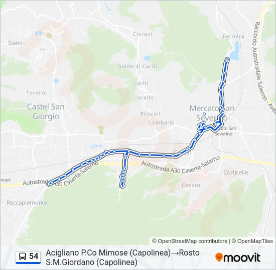 54 Bus Line Map