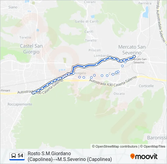 54 Bus Line Map