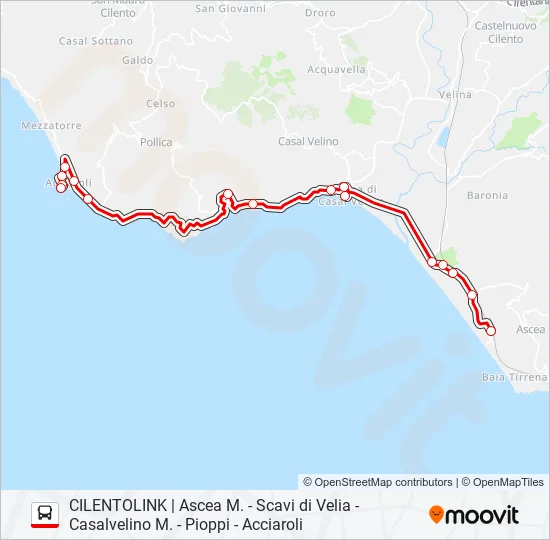 Percorso linea bus CILENTO LINK