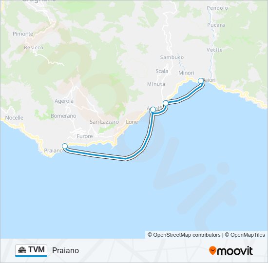 Percorso linea navigazione TVM