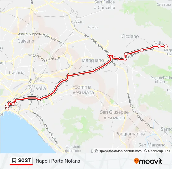 Percorso linea bus SOST