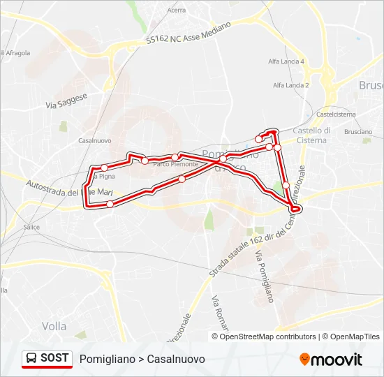 Percorso linea bus SOST
