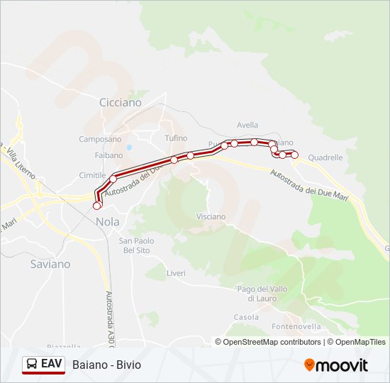 Percorso linea bus EAV