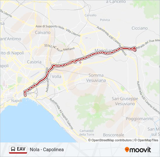Percorso linea bus EAV