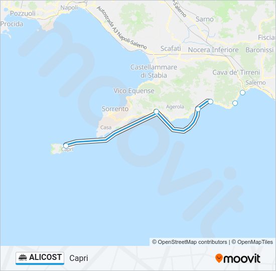 Percorso linea navigazione ALICOST