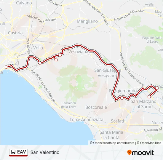 Percorso linea bus EAV