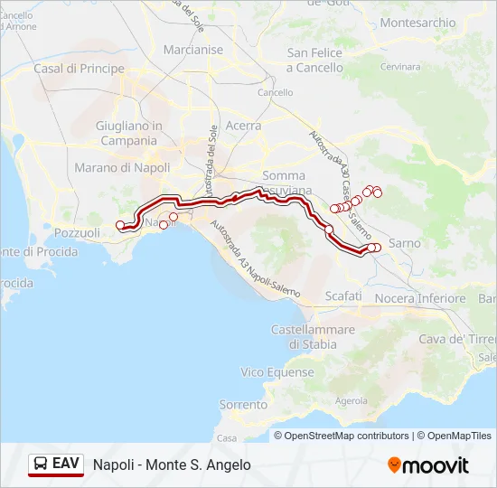 Percorso linea bus EAV