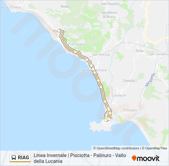 Percorso linea bus RIAG