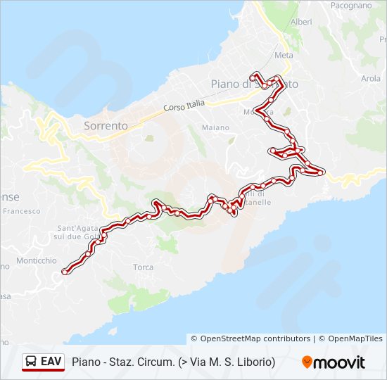 Percorso linea bus EAV