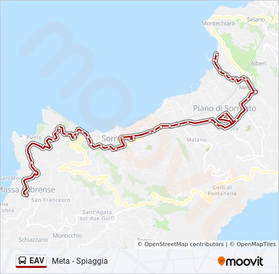 Percorso linea bus EAV