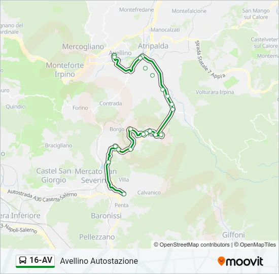 Percorso linea bus 16-AV