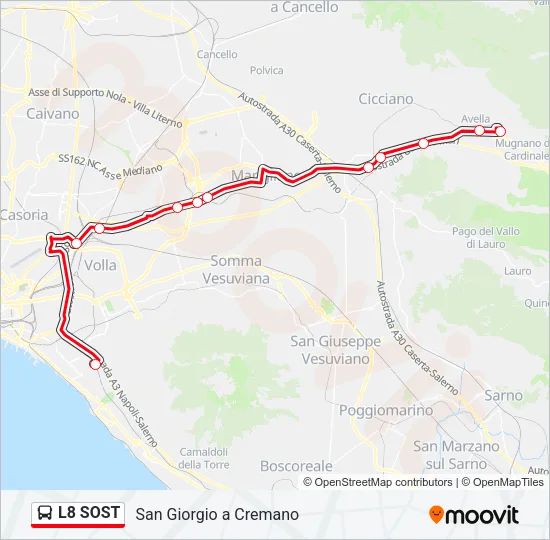 Percorso linea bus L8 SOST