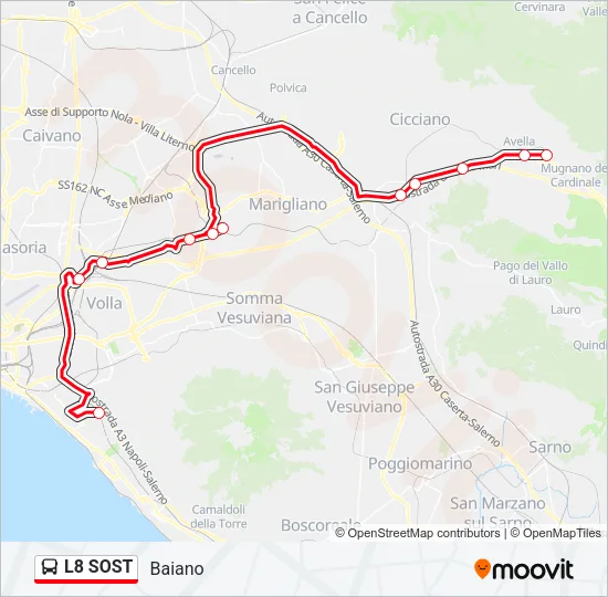 Percorso linea bus L8 SOST
