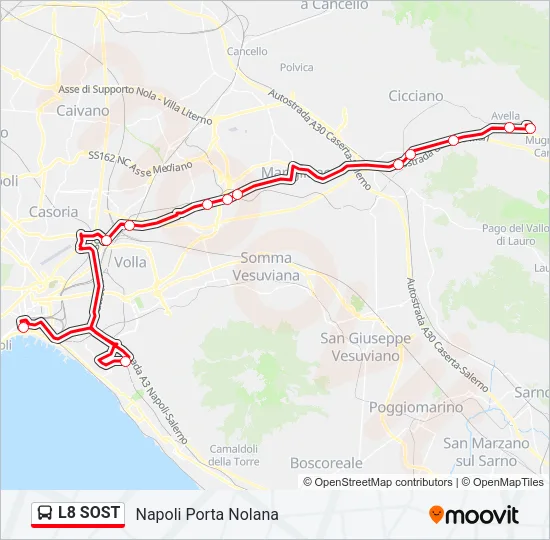 Percorso linea bus L8 SOST