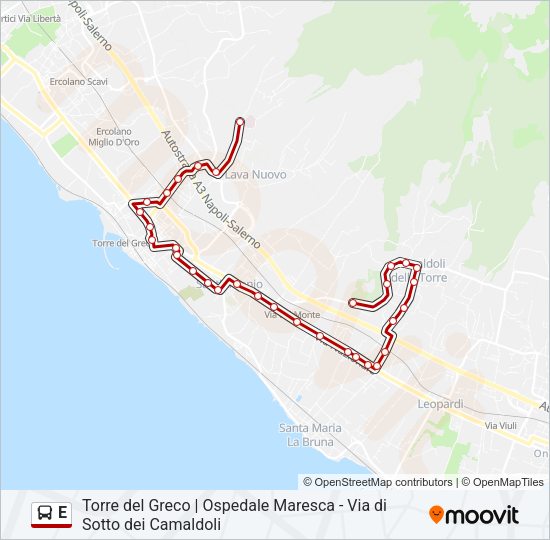 Percorso linea bus E