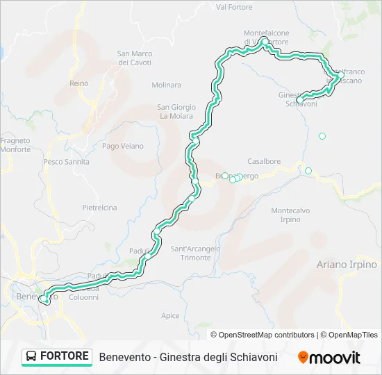 Percorso linea bus FORTORE