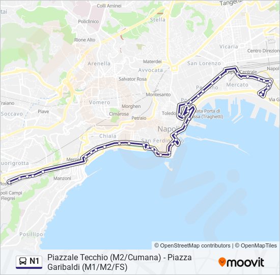 Percorso linea bus N1