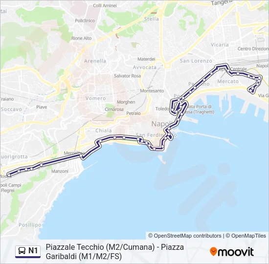 N1 Bus Line Map