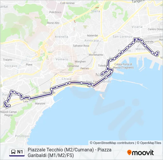 N1 Bus Line Map