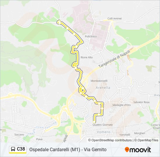 Percorso linea bus C38