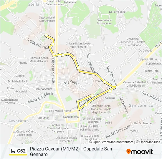Percorso linea bus C52