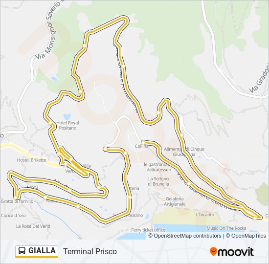 Percorso linea bus GIALLA