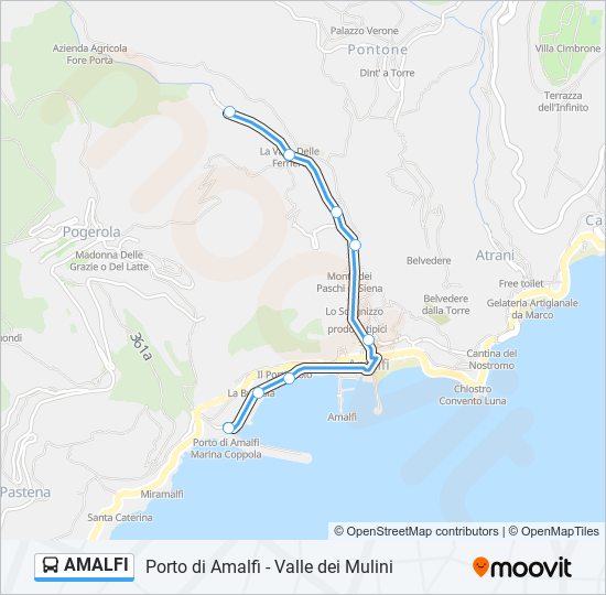 Percorso linea bus AMALFI