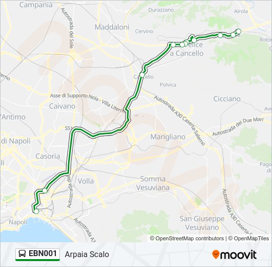 Percorso linea bus EBN001