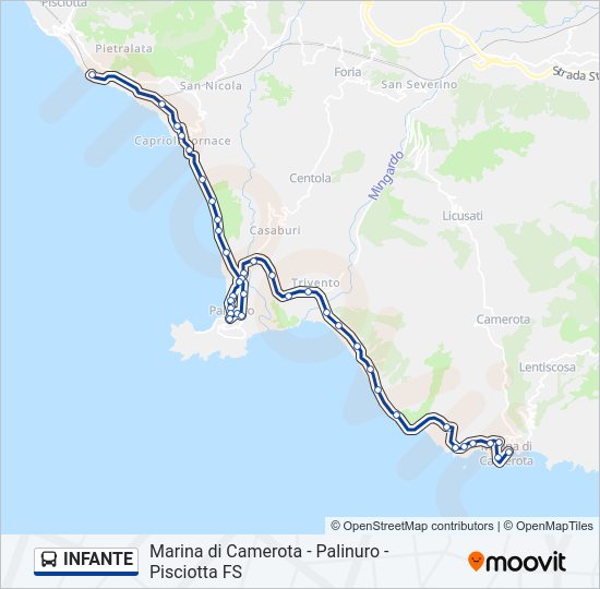 Percorso linea bus INFANTE